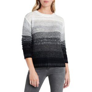 Vince Camuto Womens Black Ombre Striped Lightweight Crewneck Sweater Sz XL New